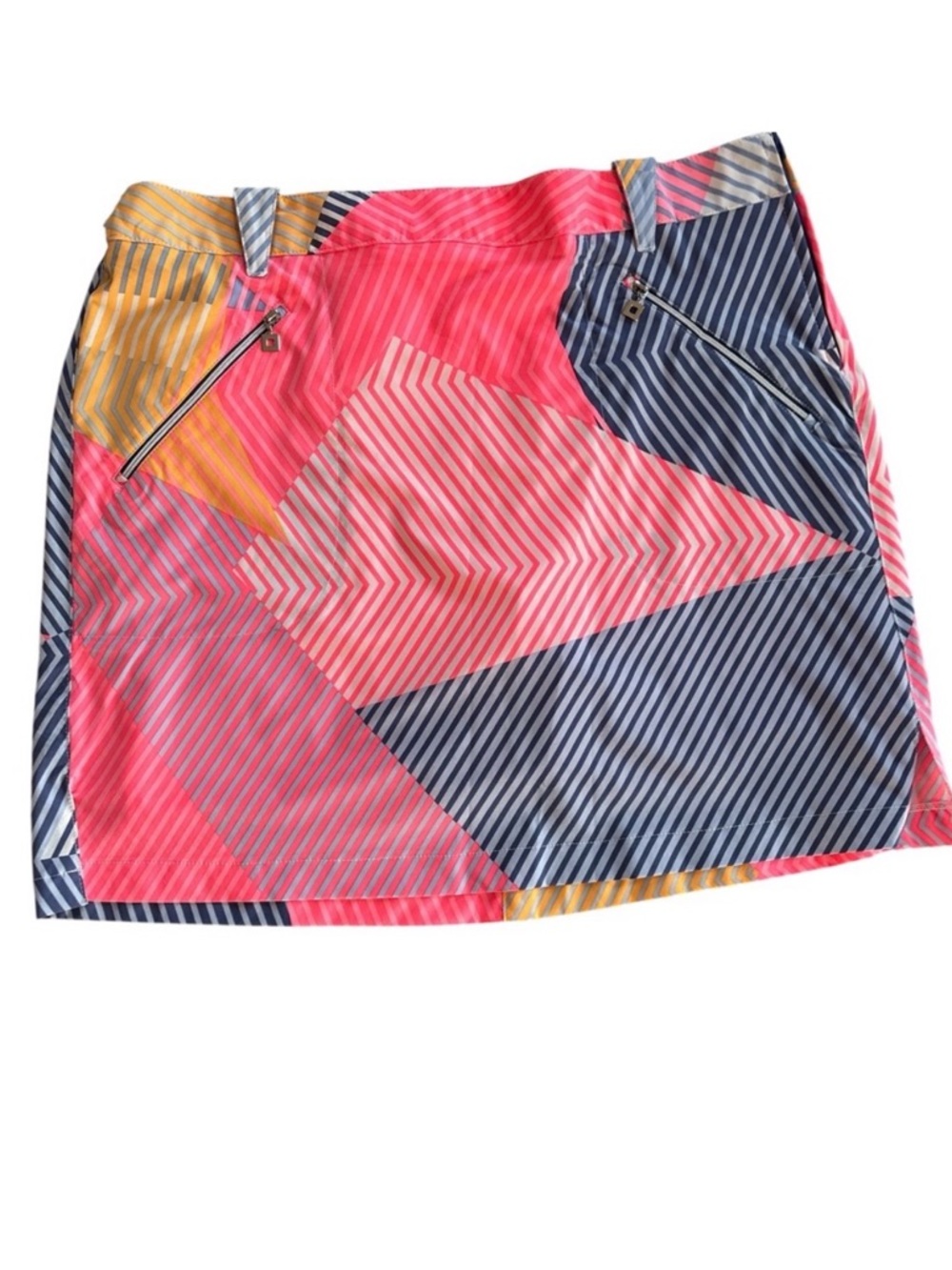 Jamie Sadock Golf Colorblock Striped Skort/Skirt - Pink Multi Tennis Pickelball